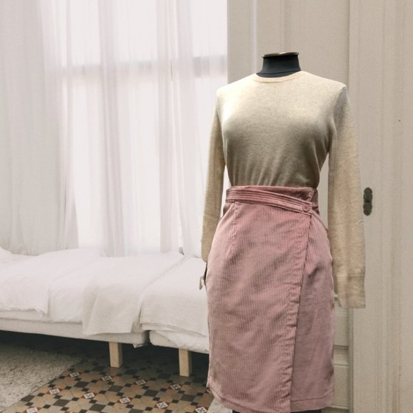 Annie 50 Brand New Corduroy Knee Length High Waist Pink Skirt, Small - Picture 4 of 9